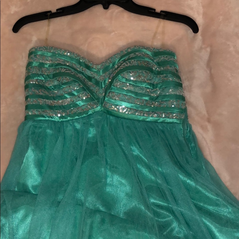 Sequined Teal Homecoming Dress